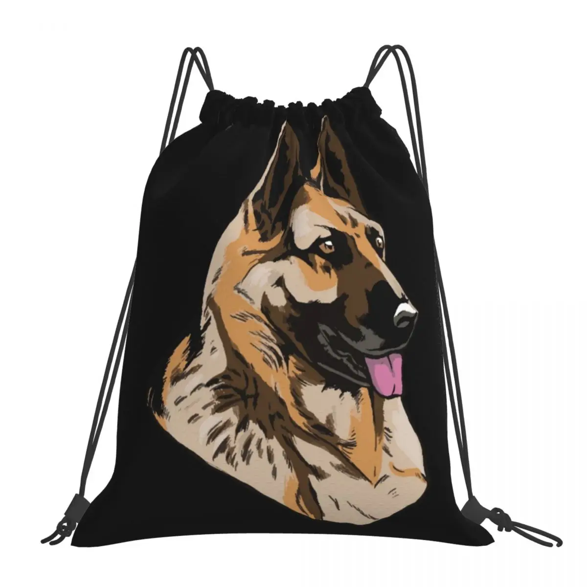 German Shepherd Gift Dog Lover Backpacks Portable Drawstring Bags Drawstring Bundle Pocket Shoes Bag Book Bags For Travel School