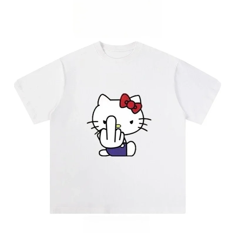 

Hello Kitty Fun Pattern 3D Printed Breathable Quick Drying Loose Comfortable Daily Casual Round Neck Short Sleeve T-shirt