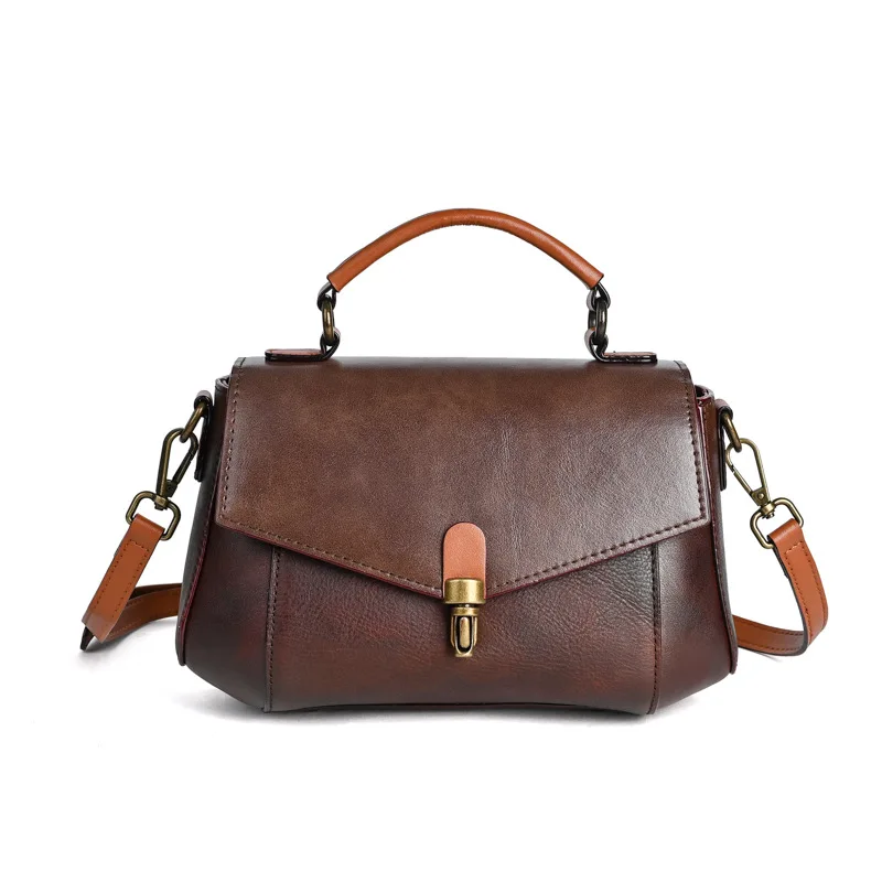 Echt Lederen Dames Schoudertas Vintage Koeienhuid Messenger Bag Mode Handtas Hoogwaardige Vrouwelijke Crossbody Tassen