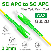 SC APC Fiber Optical Patch Jumper Cable 3.0mm OS2 Cord Singlemode Simplex 1m 3m 5m PVC G652D SM 1310/1550nm FTTH