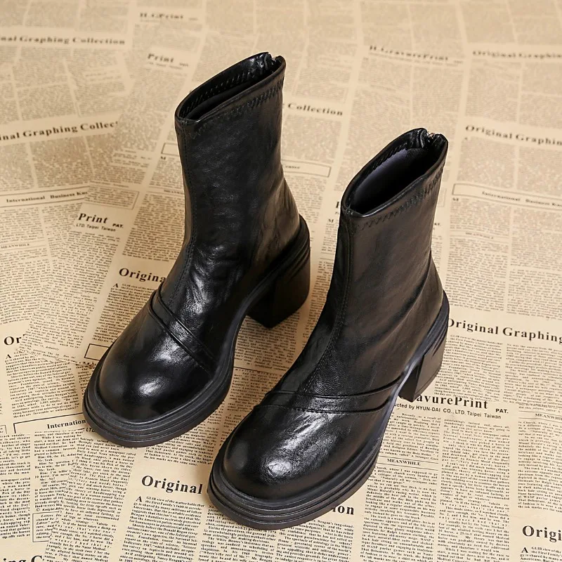 

Autumn Winter Concise Thick Sole Woman Ankle Boots Comfort Short Plush Party Dress Shoes Modern Short Botas Para Mujer