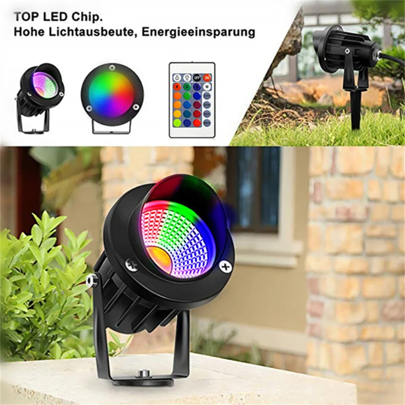 Lámpara LED COB para paisaje, luz impermeable de 10W, RGB, para jardín, pasarela, césped