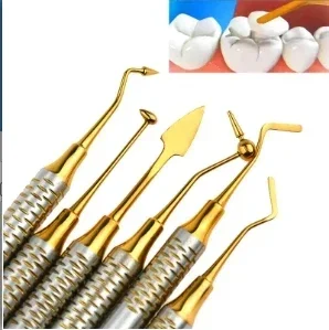 

6Pc/Kit Dentals Composites Fillings Spatulas 18.5cm Fillings Repair Tools Instruments Titaniums Plateds Head Oral Instruments