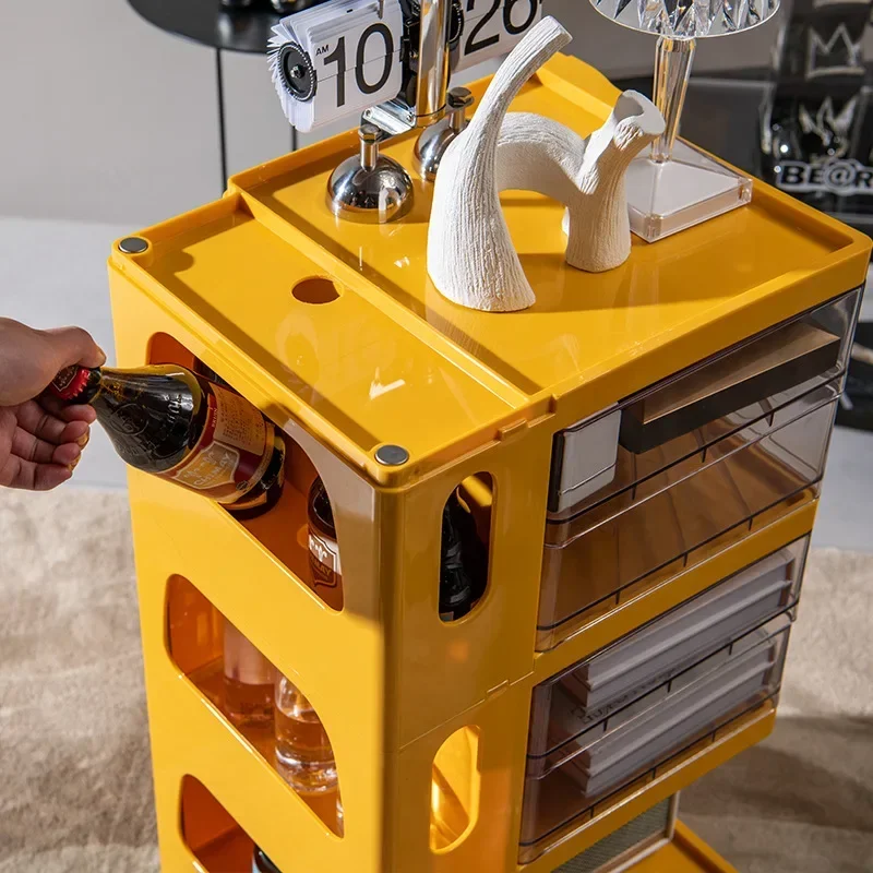 Nordic ins rotating cabinet bedside table Internet celebrity plastic home mobile bedroom living room snack cabinet vintage