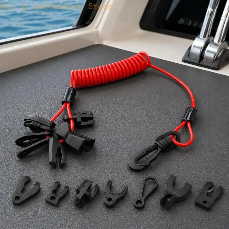 Außenbord-Sicherheitsleinenset mit Hakenclip und sieben Schlüsselaufsätzen H8WE – Detail 4