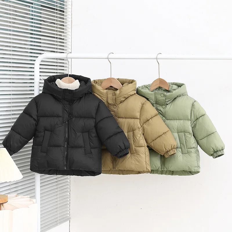 

Kids Winter Hooded Short Padded Coat, Thermal Lined Windproof Jacket for Boys Girls