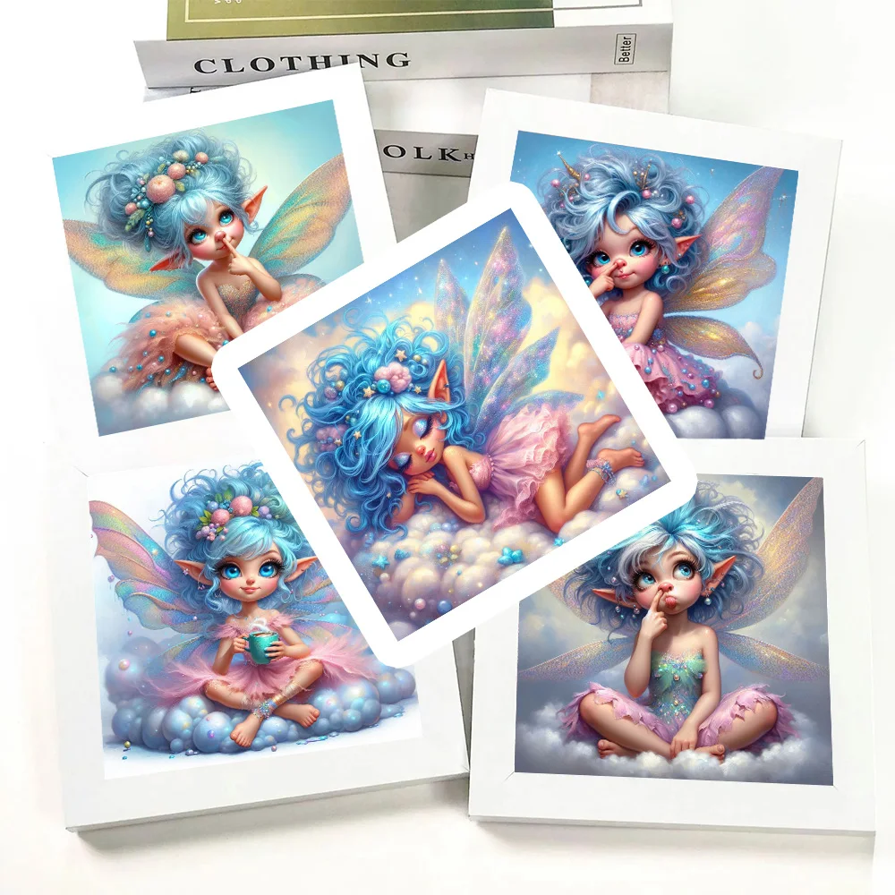 Diamond Cute Blue Hair Elf Painting 5D Mosaic Kits Cloud Fairy Funny DIY Full Drills Embroidery Cross Stitch Decor Art Gift