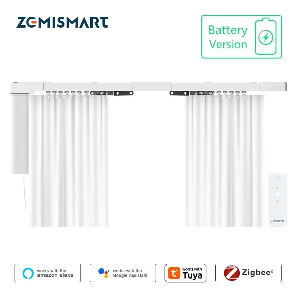 

Zemismart Zigbee Электрический мотор для раздвижных штор Встроенный аккумулятор с индивидуальной дорожкой Работа с Tuya Alexa Google Home Voice