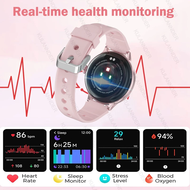 For Android IOS Smartwatch Women's Blood Pressure Heart Rate Oxygen Sleep Health  Monitoring Tracking Sports Smartwatch 2024 New