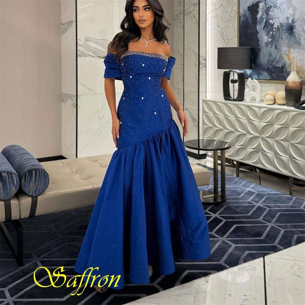 فستان سهرة حورية البحر من الساتان الرائع مخصص رشيق قبالة الكتف فساتين حفلة موسيقية موضة كريستال فساتين المناسبات الخاصة