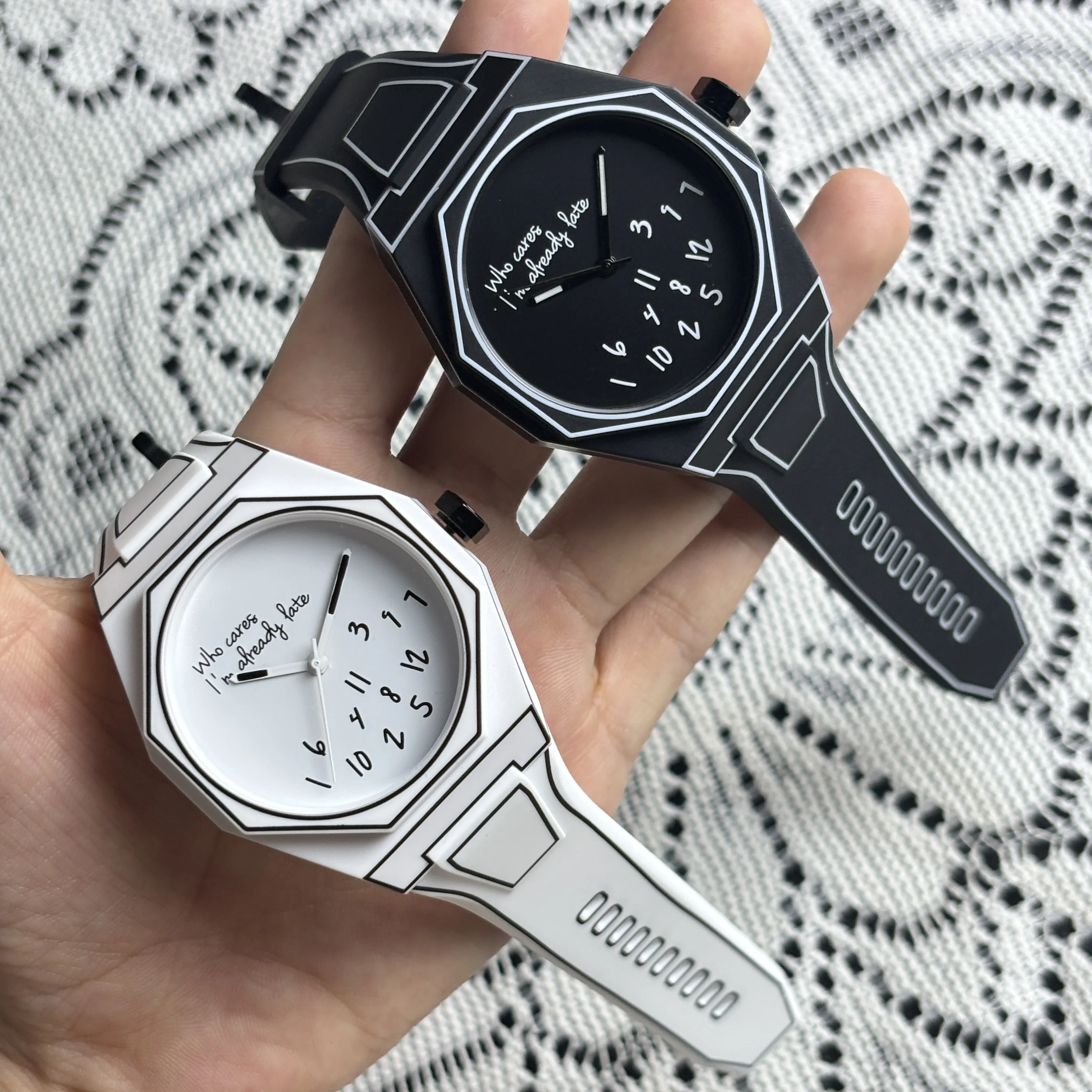 Caixa de policarbonato leve de alta tecnologia preto relógio masculino clássico simples pulseira de silicone relógio de quartzo masculino estilo moda