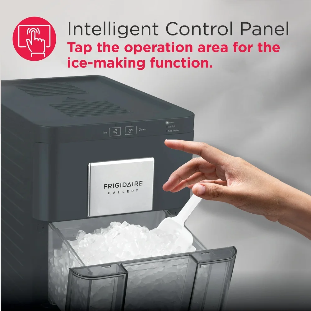 33lbs الكتلة صانع الثلج الفولاذ المقاوم للصدأ لمس التحكم الذكي المحمولة كونترتوب آلة صنع الثلج مع مغرفة التنظيف الذاتي