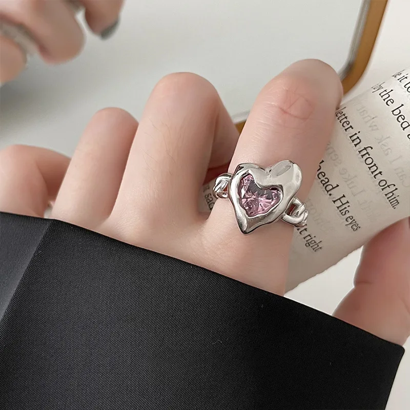 New Fashion Silver Color Open Finger Ring Pink Heart Bowtie Love Cute Animal Punk per le donne Girl Jewelry Gift Dropship