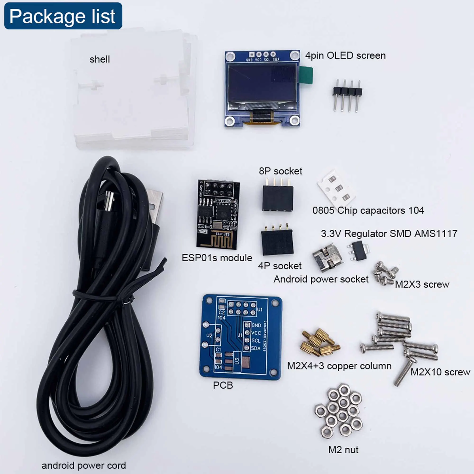 ケース付きDIY電子キット、ミニ時計、oledディスプレイ、Wi-Fi接続、esp8266