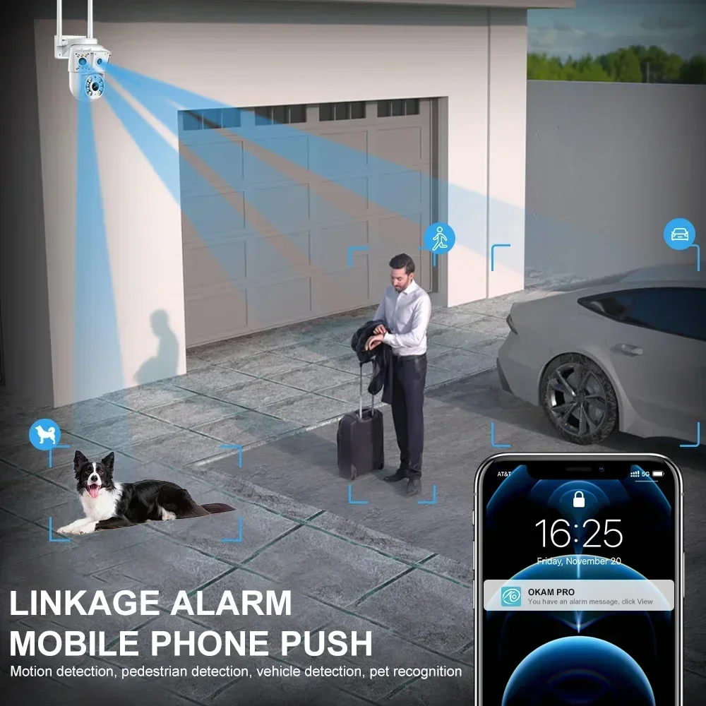 2MP Optical Zoom Camera Outdoor WiFi IP Camera ZQF Dual Screen Cam Human Detection 4K Video Surveillance Security Cams