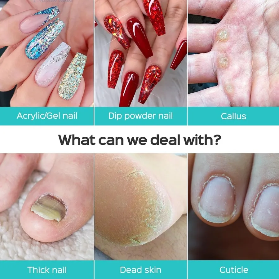 コードレス電動ネイルドリルファイルキット、9段階速度LEDディスプレイ付き、アクリルジェルディップパウダーポリッシュ、プロ用ポータブルマニキュア