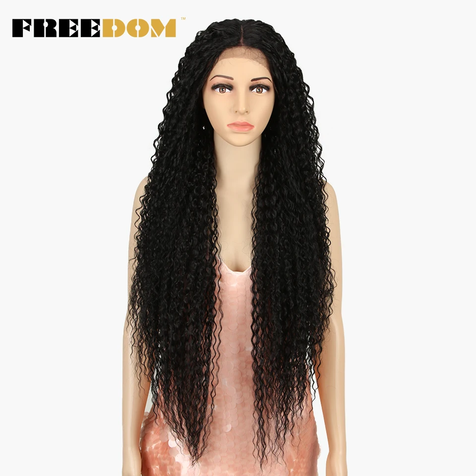 FREIHEIT Synthetische Spitze Front Perücken Für Frauen Lange Lockige Haar 36 Inch Cosplay Perücken Blonde Ombre Hitze Beständig Synthetische Spitze perücke