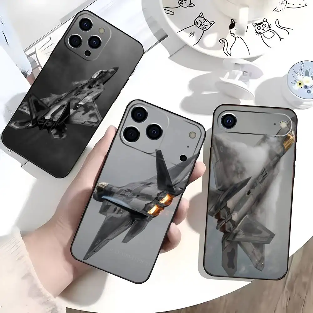 

Raptor Aircraft Phone Case For iPhone 17,16,15,14,13,12,11 Plus,Pro Max,XS,Soft Black Cover