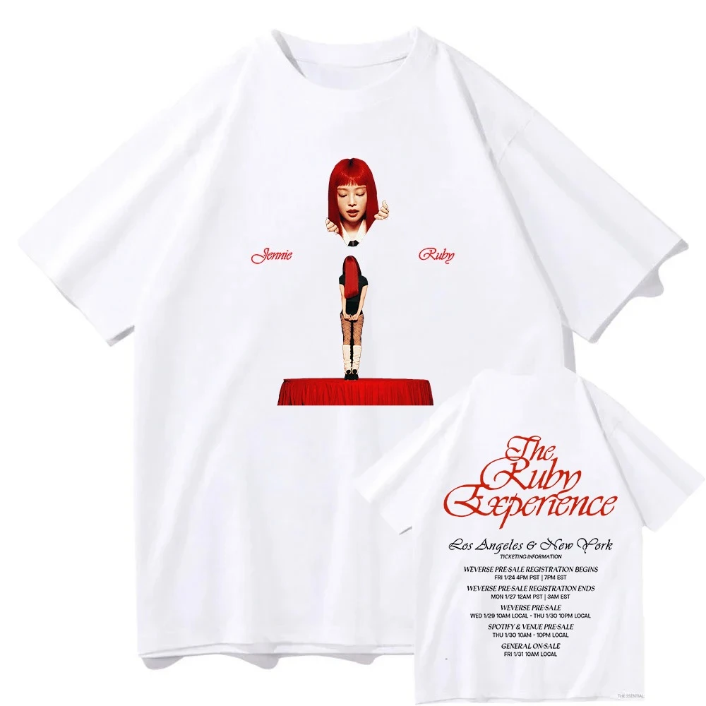 JENNIE Ruby 2025 Nieuwe Album T-shirt Mannen/vrouwen Harajuku Vintage Grafische T-shirt Klassieke Unisex Hoge Kwaliteit Tee shirts Zomer