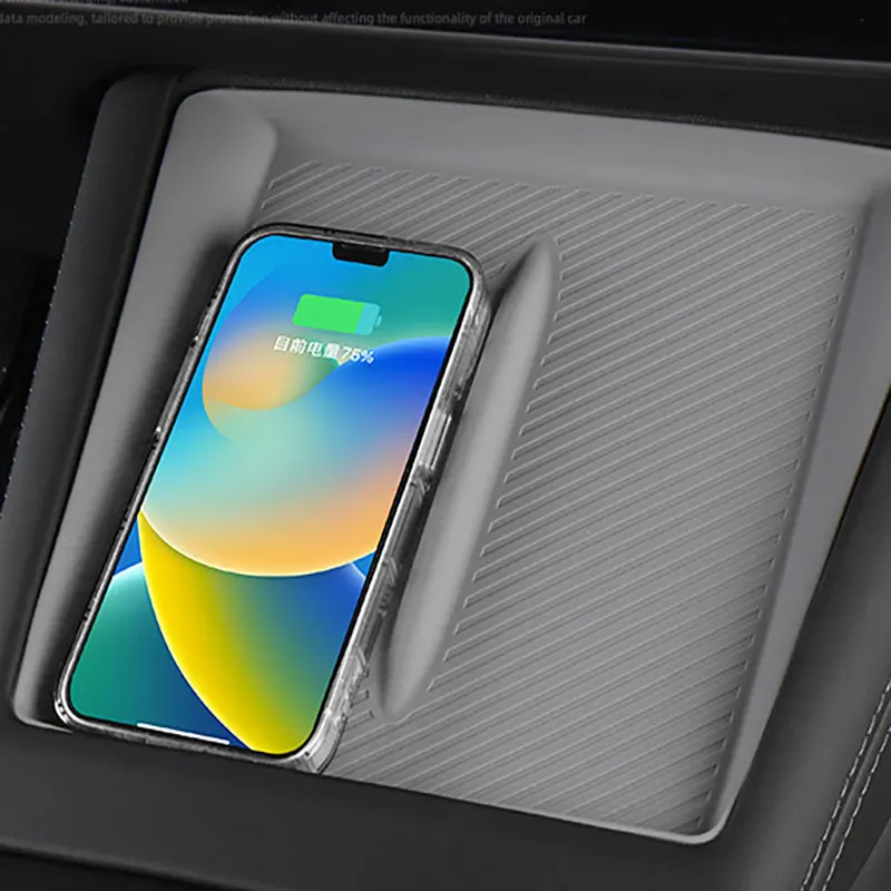 ل تسلا نموذج 3 24-25 سيليكون عدم الانزلاق وسادة سيارة التحكم المركزي الهاتف المحمول لوحة شحن لاسلكية نموذج جديد 3 اكسسوارات