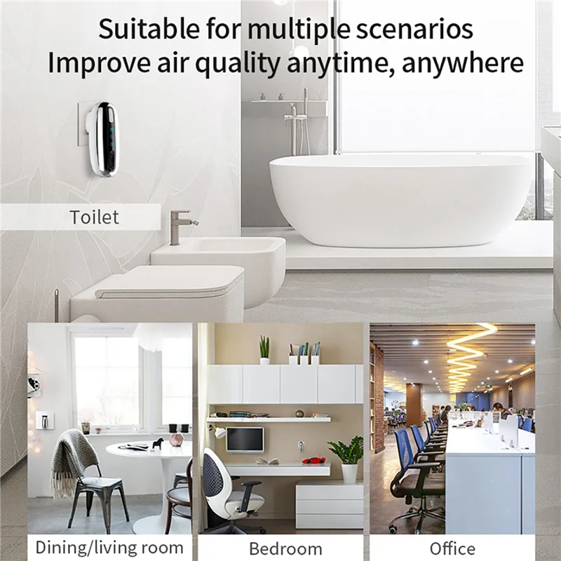 4X 200 Million In-Line Negative  Air Purifier Portable 360 Degree All-Round Bedroom Bathroom Odor Deodorant EU Plug