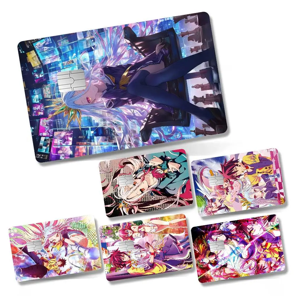 N-No Game No Life Anime Game Film Cover Sticker Case For Small Chip Credit Debit Card Front Side 1 Set Of 4 Pcs