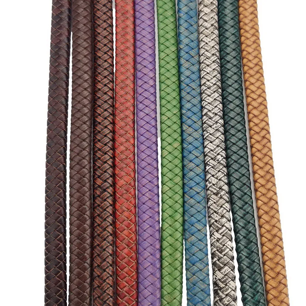 Aaazee 12mmx6mm Flat Braided Leather Strip 12mm Wide for Bracelet Making