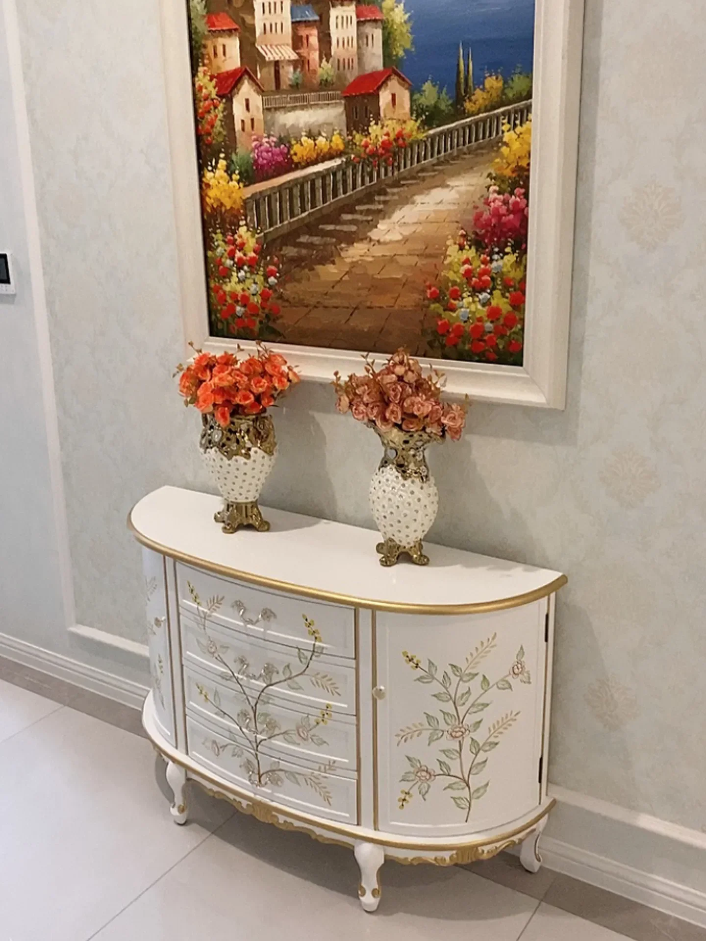 DSA entrance cabinet, living room solid wood small side cabinet, bedroom semicircular storage cabinet