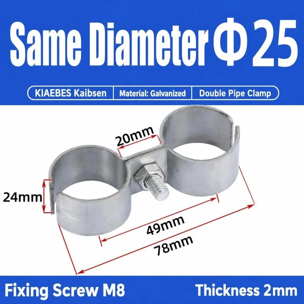 Practical 8‑Shape Double Tube Clamp Zinc Plating Adjustable Twin Hose Clamp Heavy‑duty Anti‑rust Parallel Pipe Clamp Machinery