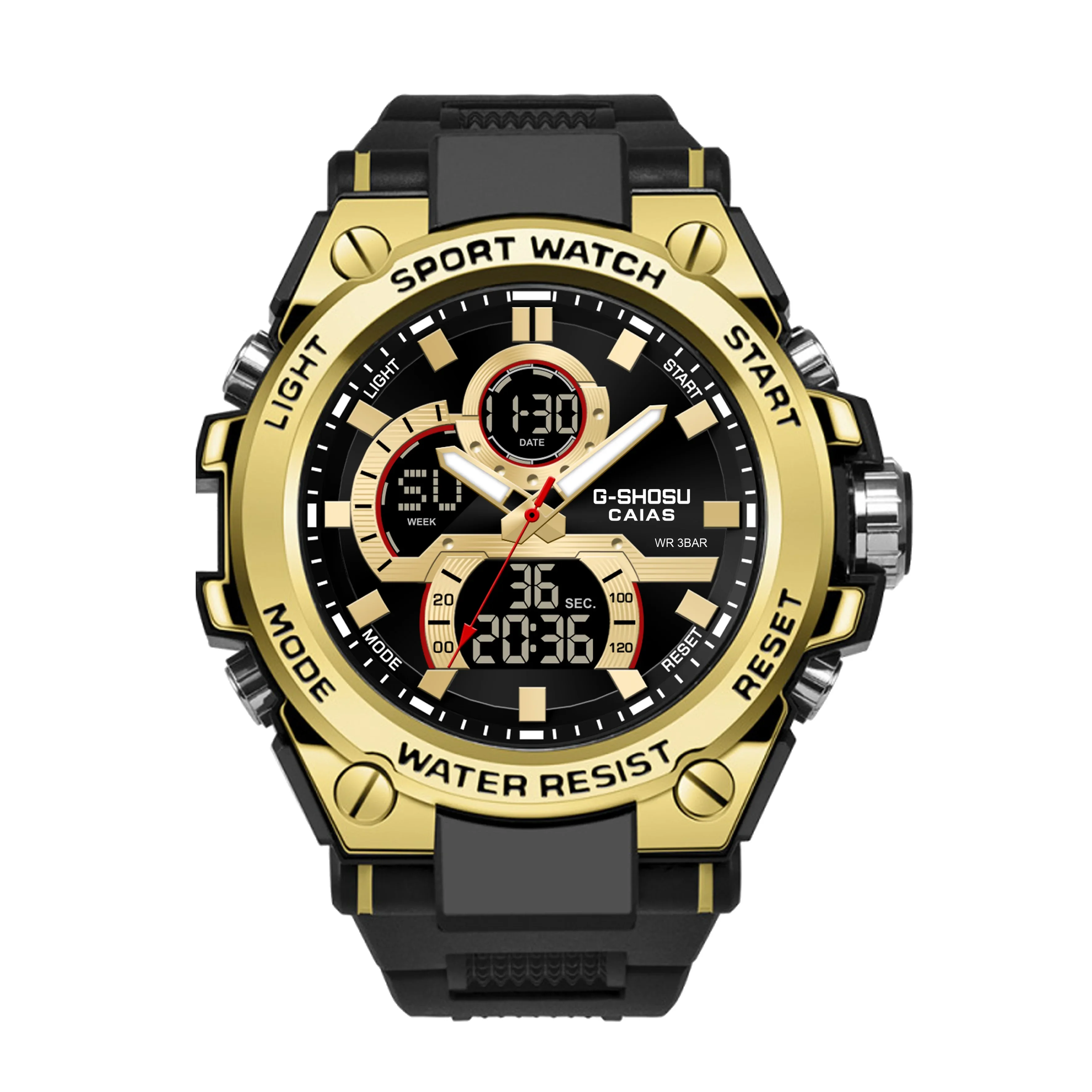 

Sport Digital Electronic Unisex Watch Diamond Alloy LED Dial Original shock Watch World Time 2100 Oak Series