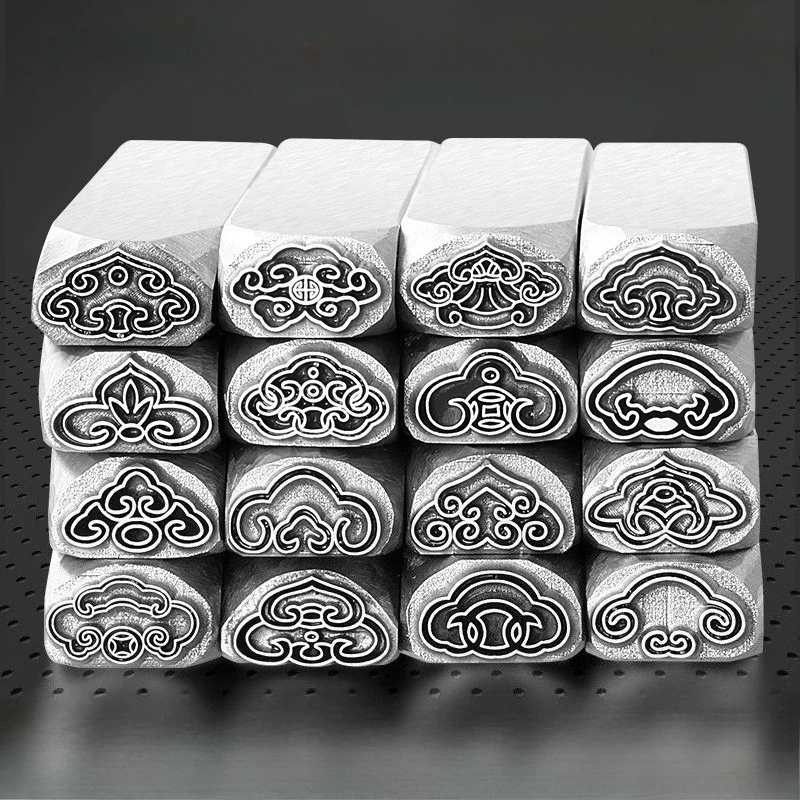 Ruyi Pattern Steel Stamp Punch Set for Gold Silver Bracelet Making Metal Stamping Jewelry Tool with Auspicious Symbol Design