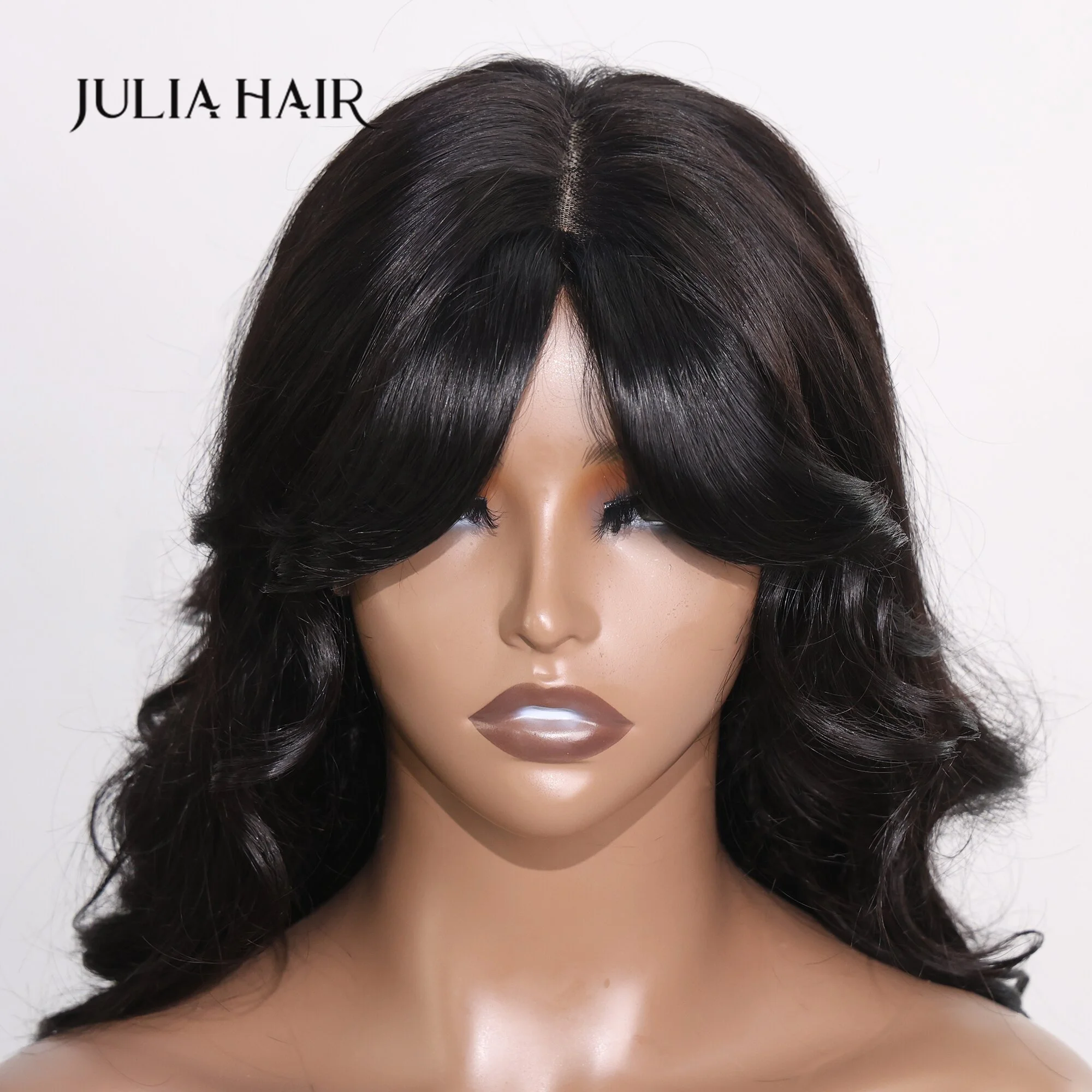 Julia Hair Instant Clip In Human Hair Curtain Bang two pieces Eight-character Bangs two pieces Clip In Hair Extensions