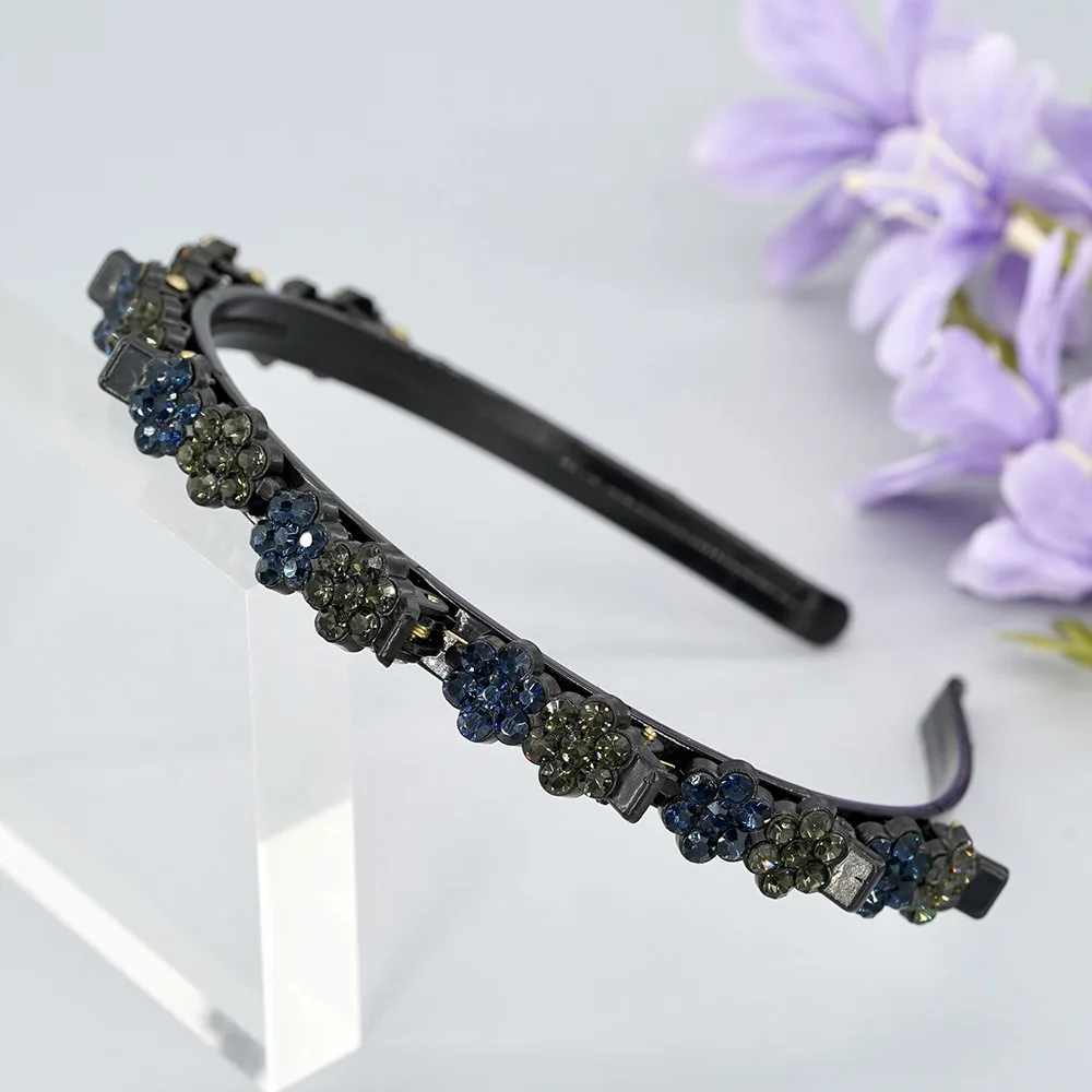 

Elegant Hair Bands with Clips Plum Blossom Multi-storey Toothed Clip Braided Hairband Korean Style Sweet Shiny Flower Hair Hoop