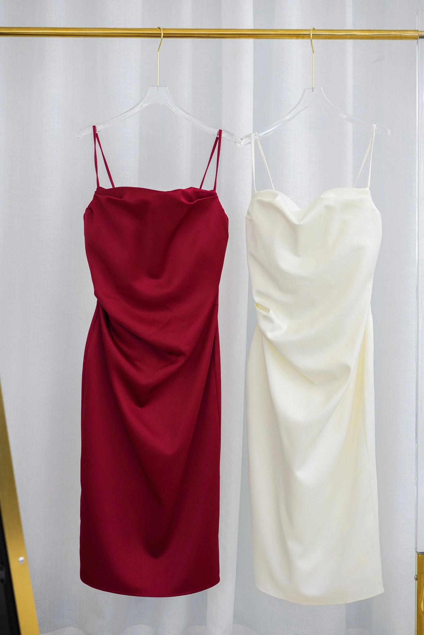 

Solid Color Women's Slim Sling Robe Square Collar Sleeveless High Waist Elegant Ladies Midi Dress