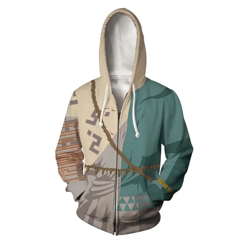 Fierce Deity Link Cosplay Fantasy Hoodie Anime Zelda Game Tears Kingdom Disguise Costume Adult Men Hooded Sweatshirt Pullover