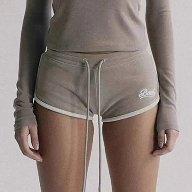 Women Letter Print Sports Three Quarter Length Shorts Hip Hugging Slim Fitting Comfortable Breathable And Vintage Casual Trendy