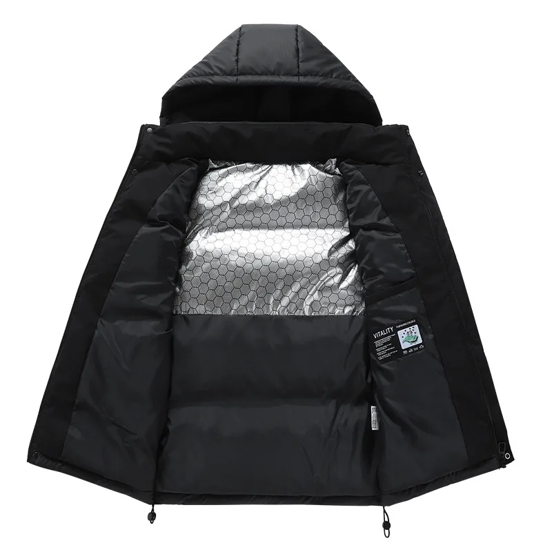 Piumini con cappuccio solidi Piumini da uomo con cerniera Tasche senza maniche Cardigan Vestibilità ampia Autunno 2025 Casual Leggero elasticizzato