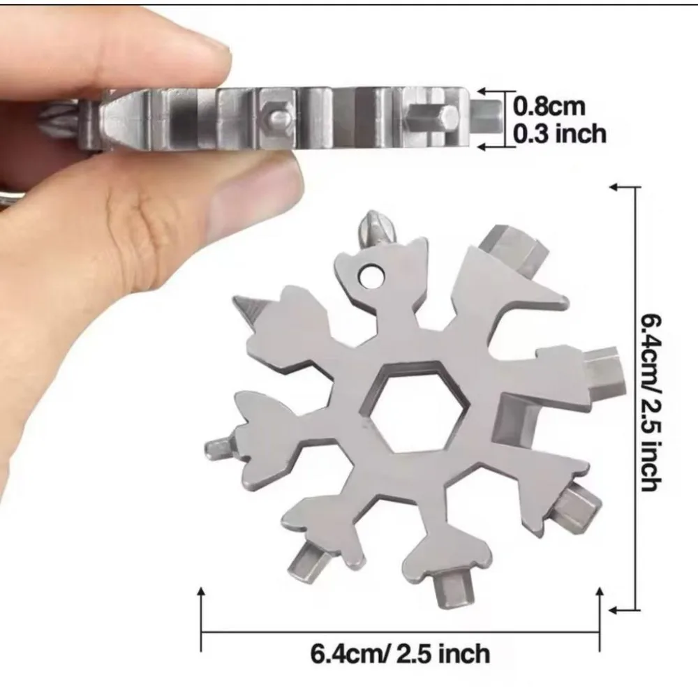 18 In 1 Stainless Steel Snowflake Wrench Tool Hex Screwdriver Bottle Opener Camping Outdoor Survival Multifunction Tools