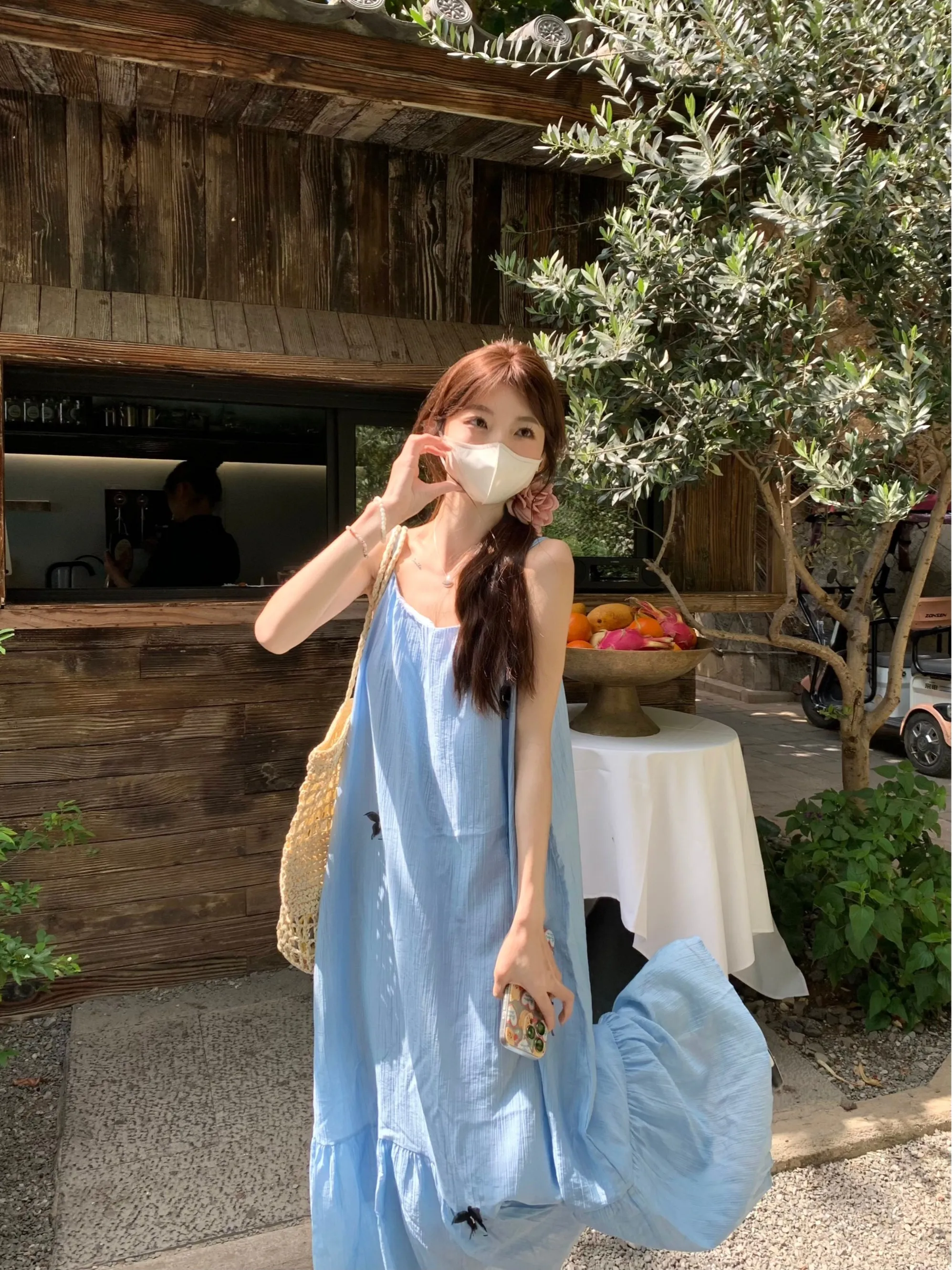 

Пляжная юбка Vaion, лето 2025, новая, свободного кроя, с 3D цветочной вышивкой, на бретельках, элегантная, из смесового хлопка и полиэстера, длинная