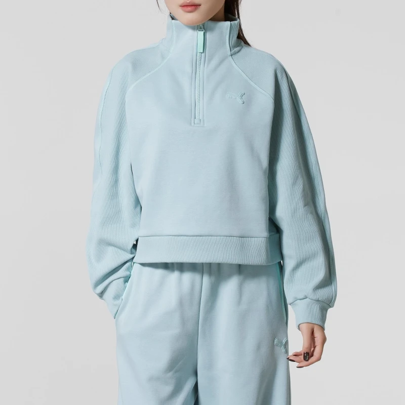 

Puma весенне-осенний синий женский новый спортивный костюм, повседневная теплая вязаная толстовка 63572782