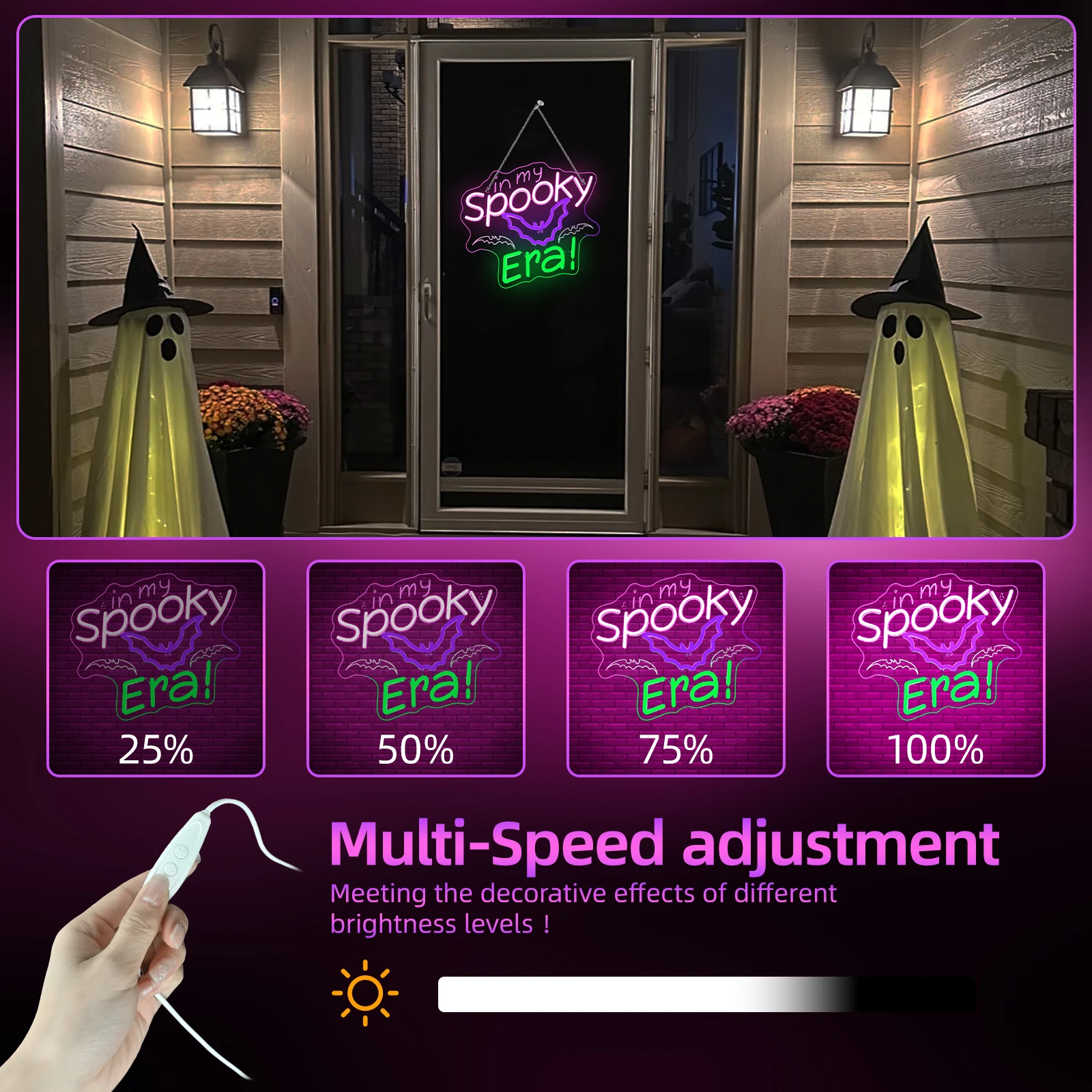 

In My Spooky Era Neon Sign Halloween Dimmable LED Neon Signs Wall Decor for Bedroom Man Cave Home Birthda Party Neon Gift