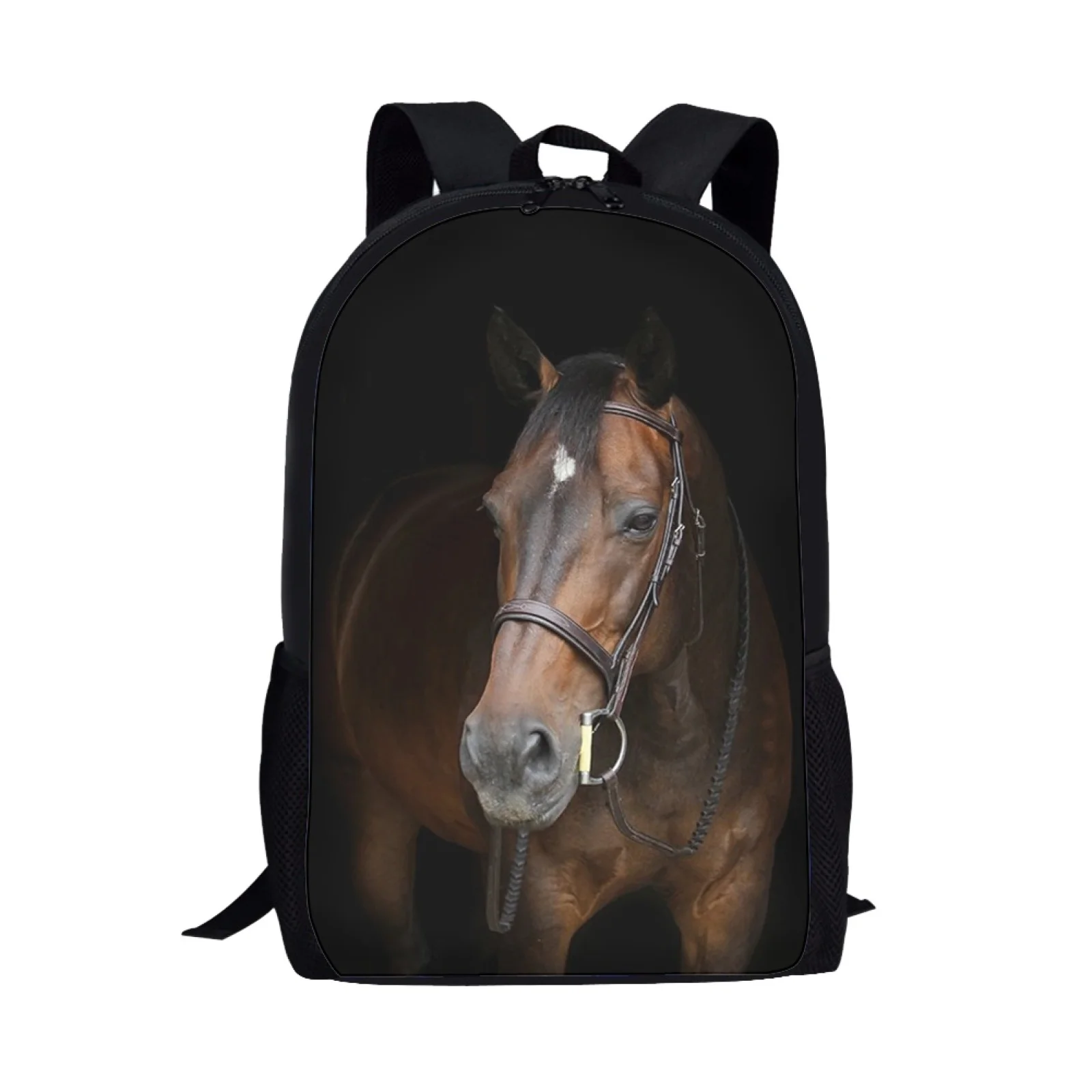 Backpack for Boys Girls Black 3D Wild Horse 3D Print Children Book Bag School Bags Student Back Pack Kids Schoolbags Bookbags