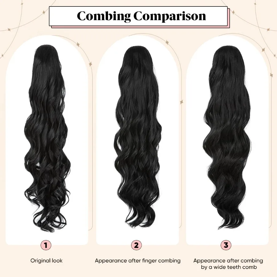 قطعة شعر صناعية مموجة طويلة بطول 26 بوصة مع رباط للنساء مثالية للارتداء اليومي للمناسبات الخاصة وتصفيف الأزياء Se