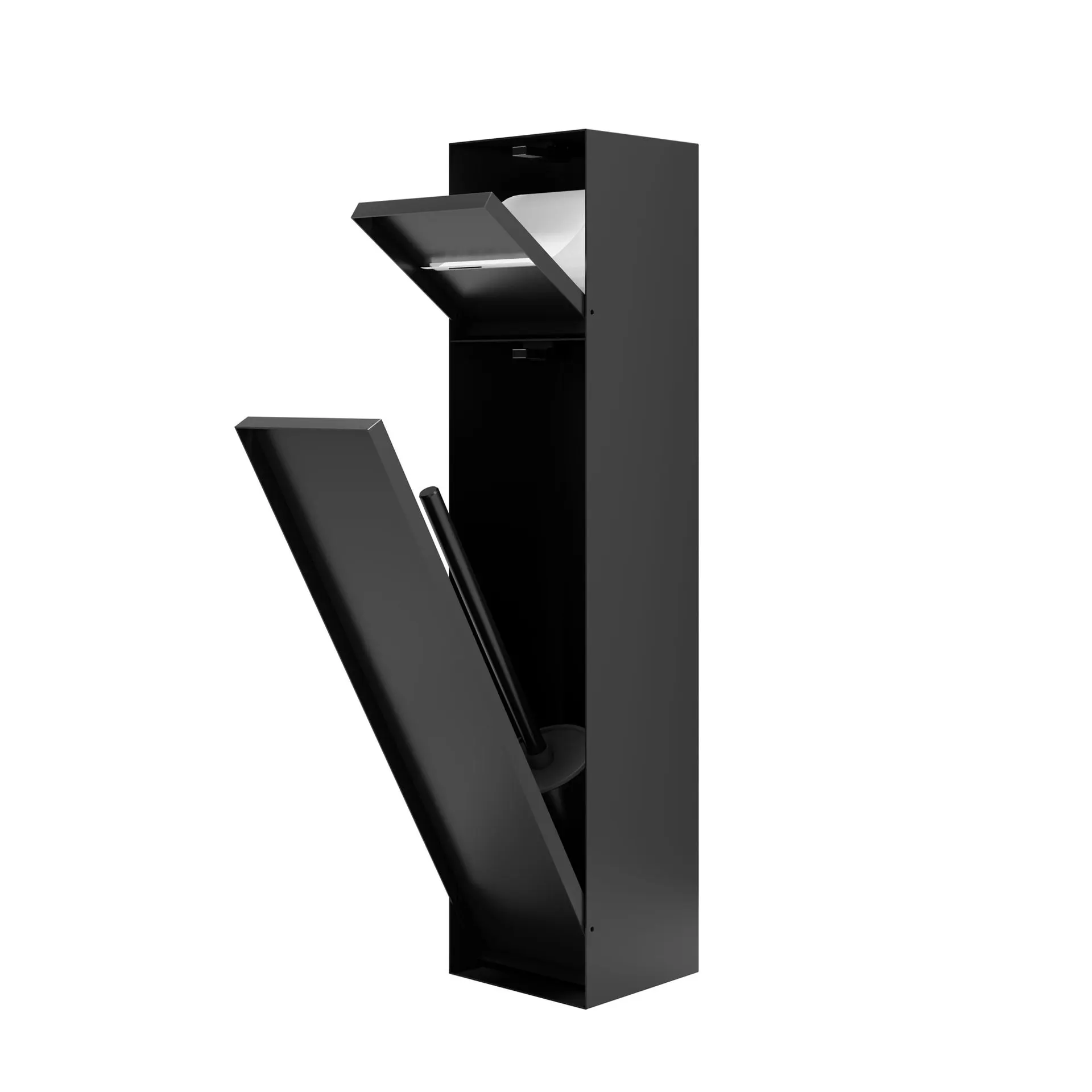 Concealed toilet brush Bathroom cabinet Embedded toilet 304 stainless steel three-in-one trash can niche