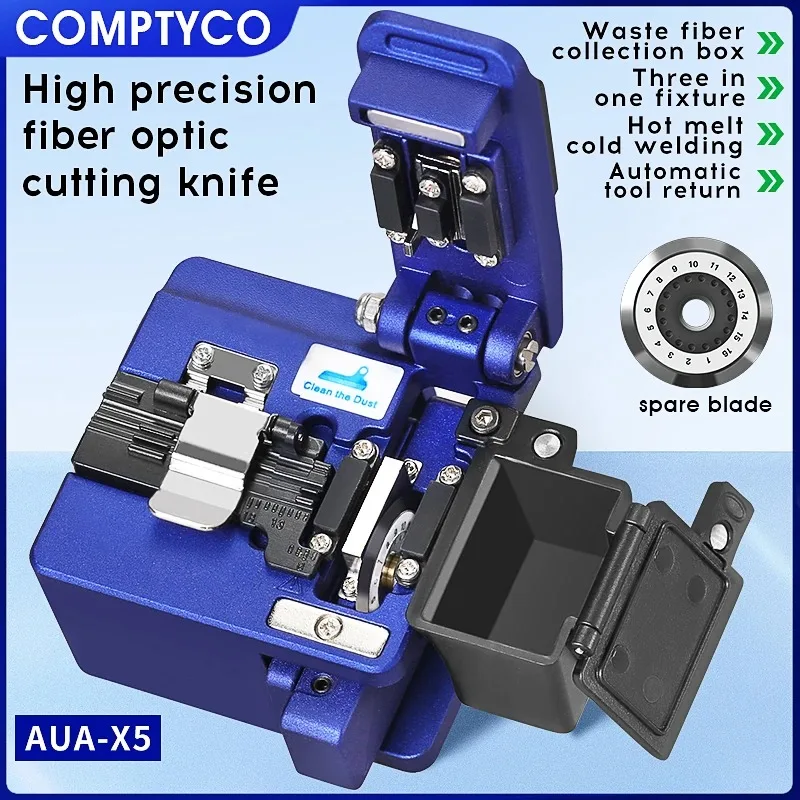 COMPTYCO 2023 New FTTH High Precision Cutting Tool AUA-X5 Optical Fiber Cleaver Cable Cutting Knife 16 Surface Blade