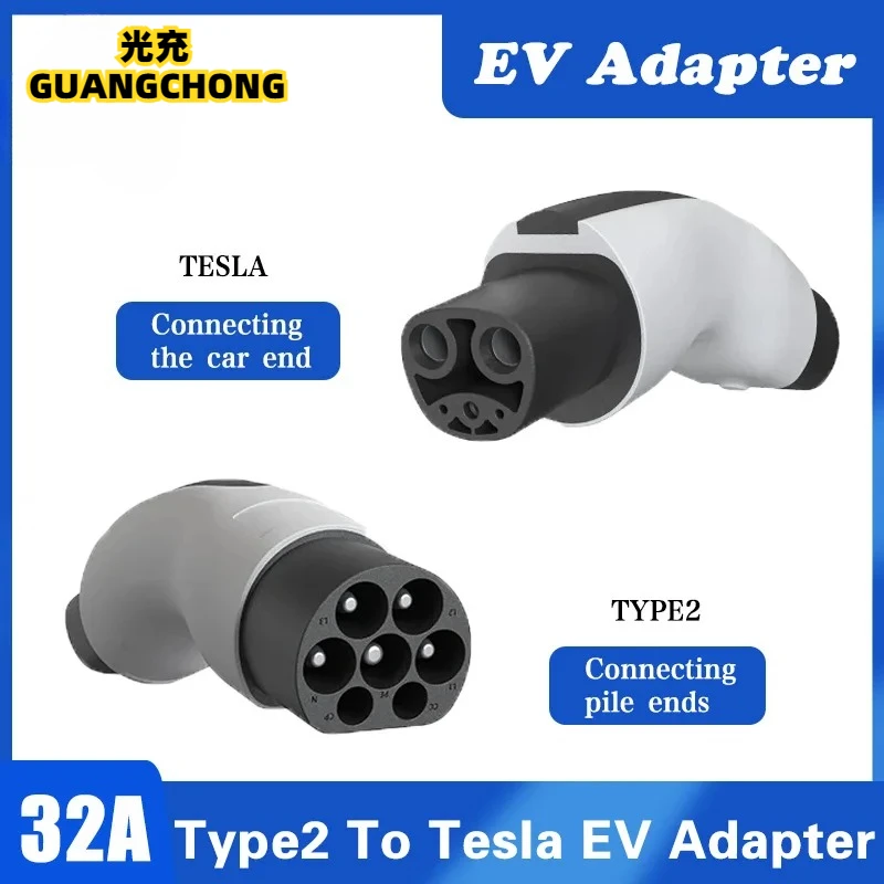 

32A 7KW AC Type2 to Tesla NACS TPC Plug Adapter EV Charger IEC 62196 Socket for Tesla Model 3 X Y
