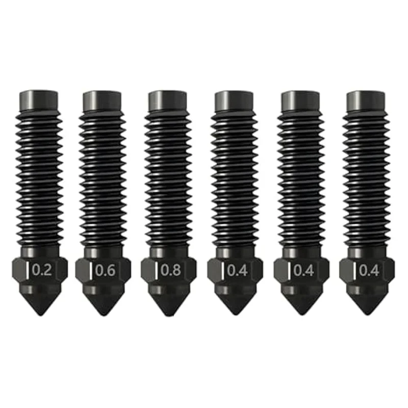 Conjunto de bico de aço endurecido de alta velocidade 0.2 + 0.4 + 0.6 + 0.8mm 6 peças para centauri carbono e acessórios de impressora 3d elegoo carbono