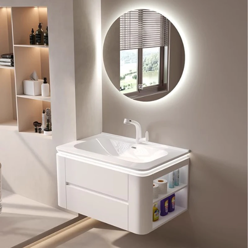 

Led Lighting Bathroom Cabinet Vanity Waterproof Luxury Makeup Bathroom Vanity Space Saving White Meuble Salle De Bain Furniture