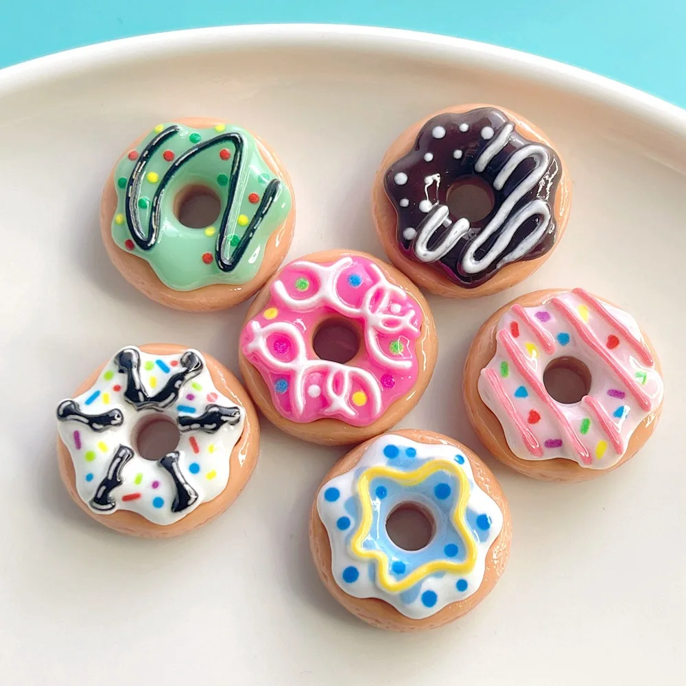 10/100pcs Resin Donuts Miniatures Flatback Dollhouse Decor Accessories Charms DIY Craft Supplies Scrapbooking