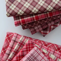 Red Plaid Fabric British Style JK Cotton Woven for Sewing Clothes Skirt DIY by Half Meter